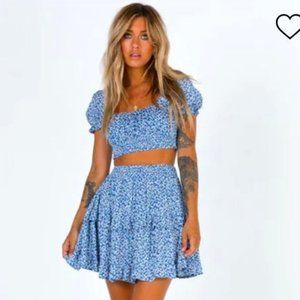 Princess Polly, The Meadow Set, Crop Top + High Waist Mini Skirt - Size 6